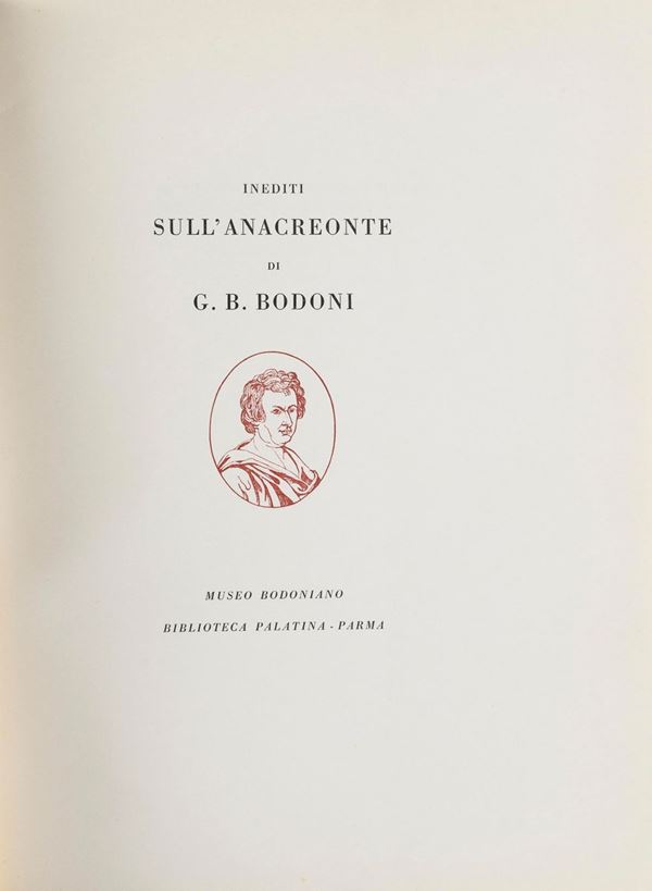VOLUME INEDITI SULL&#39;ANACREONTE DI BODONI