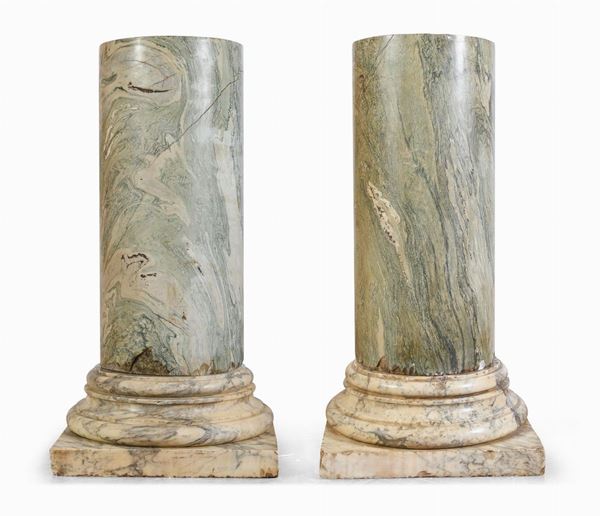 COPPIA DI COLONNE IN MARMO SERPENTINO