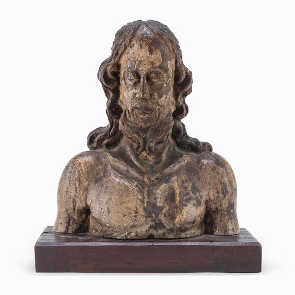 BUSTO DI CRISTO IN LEGNO LACCATO, XVIII SECOLO
