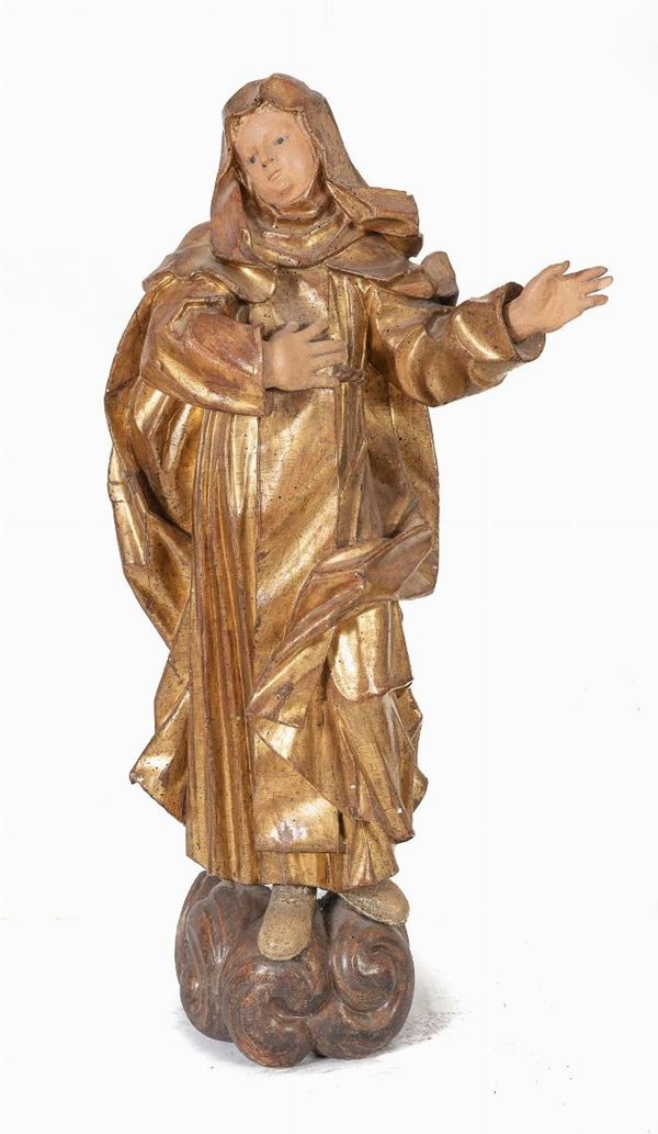 SCULTURA LIGNEA SANTA BRIGIDA DI SCUOLA TEDESCA