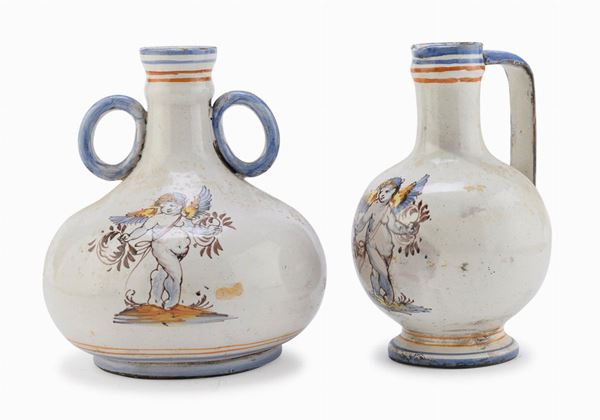 DUE BROCCHE IN MAIOLICA