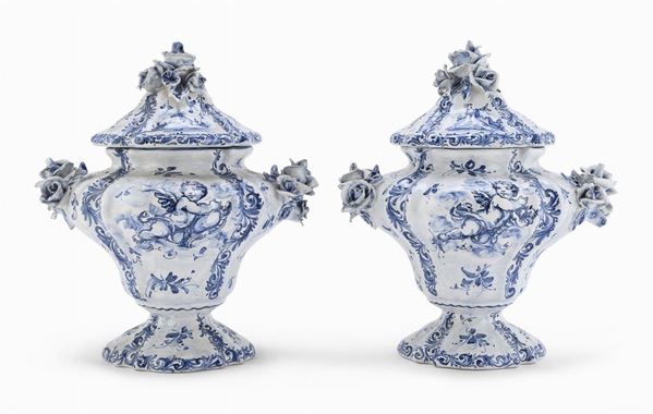 COPPIOA DI POTICHES IN CERAMICA, P. GAGGIERO ALBISOLA