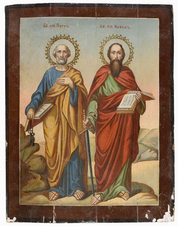 ICONA SANTI PIETRO E PAOLO DI SCUOLA RUSSA
