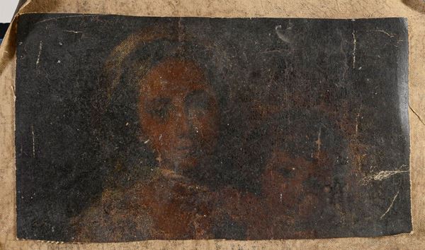 FRAMMENTO DI DIPINTO DONNA E BIMBO