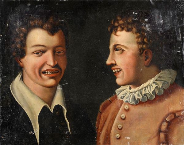 DIPINTO DOPPIO RITRATTO DI GIOVANE