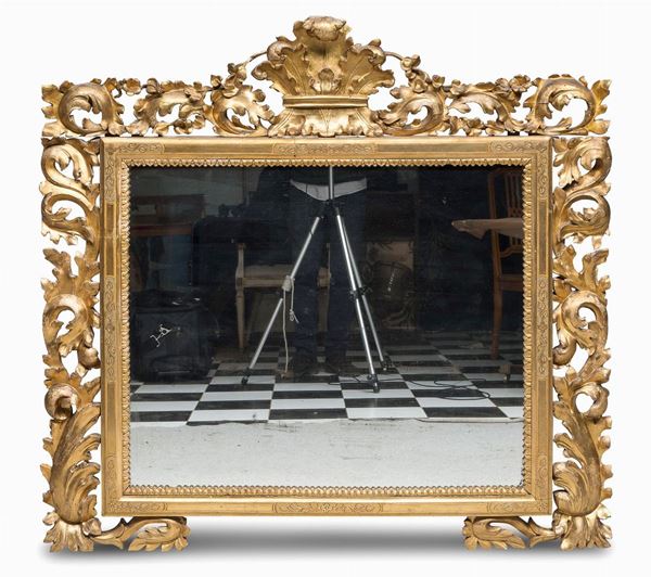 SPECCHIERA IN LEGNO DORATO, PROBABILMENTE FIRENZE