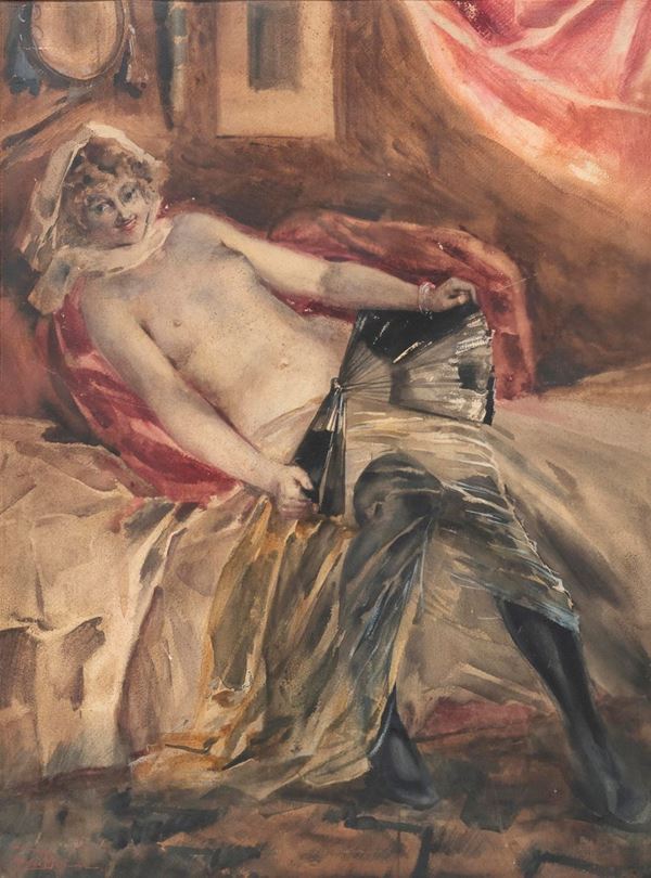 ACQUERELLO DONNA DI HENRY JULIEN DETOUCHE