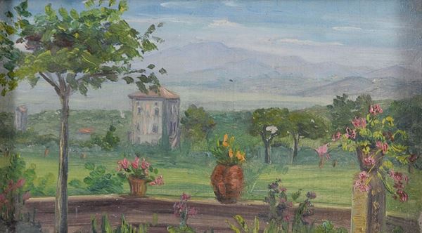 DIPINTO PAESAGGIO DALLA TERRAZZA