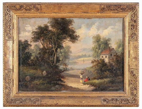 PAESAGGIO CON MULINO DI PITTORE INGLESE