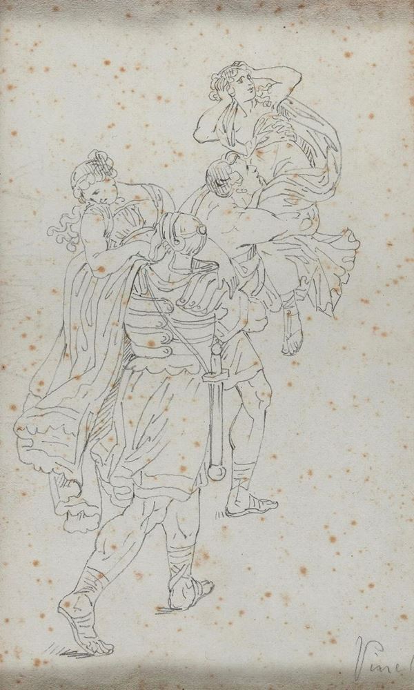 DISEGNO RATTO DELLE SABINE, F.TO PINELLI
