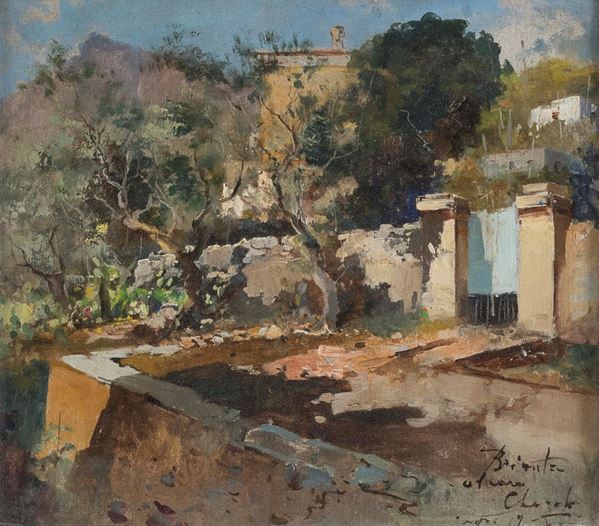 DIPINTO TERRAZZA IN CAMPAGNA DI EZELINO BRIANTE
