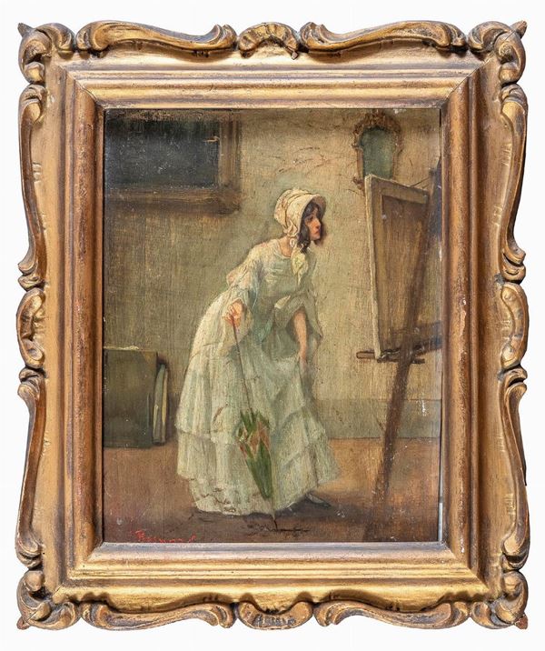 DIPINTO FANCIULLA ALL'ATELIER F.TO ALBERT BESNARD