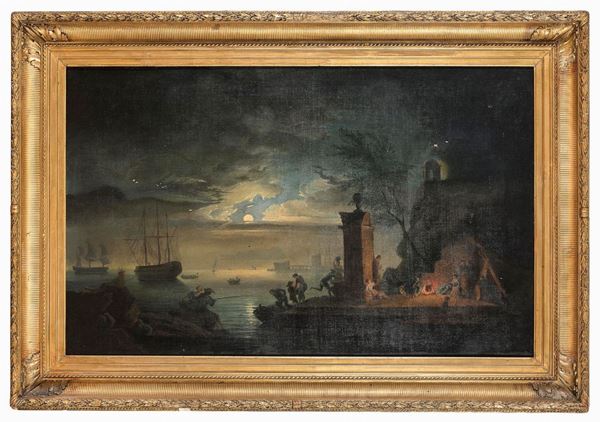 NOTTURNO CON PORTO DI PITTORE NAPOLETANO