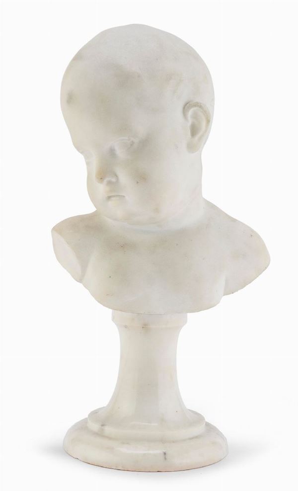 BUSTO DI BAMBINO IN MARMO BIANCO