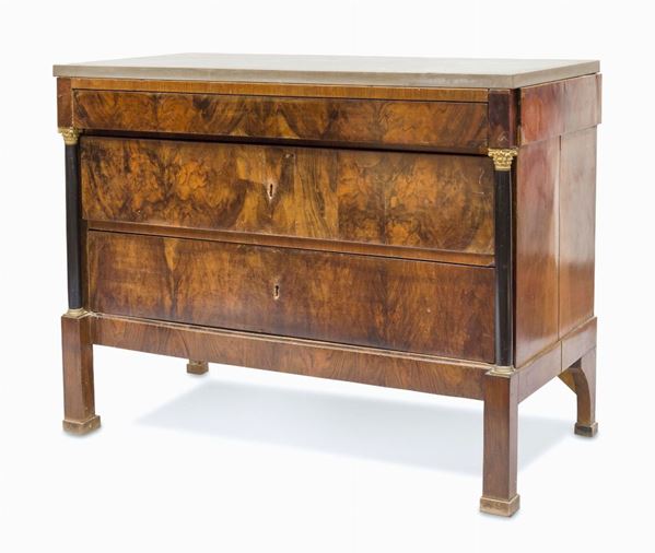COMMODE IN RADICA DI NOCE, ITALIA CENTRALE IMPERO
