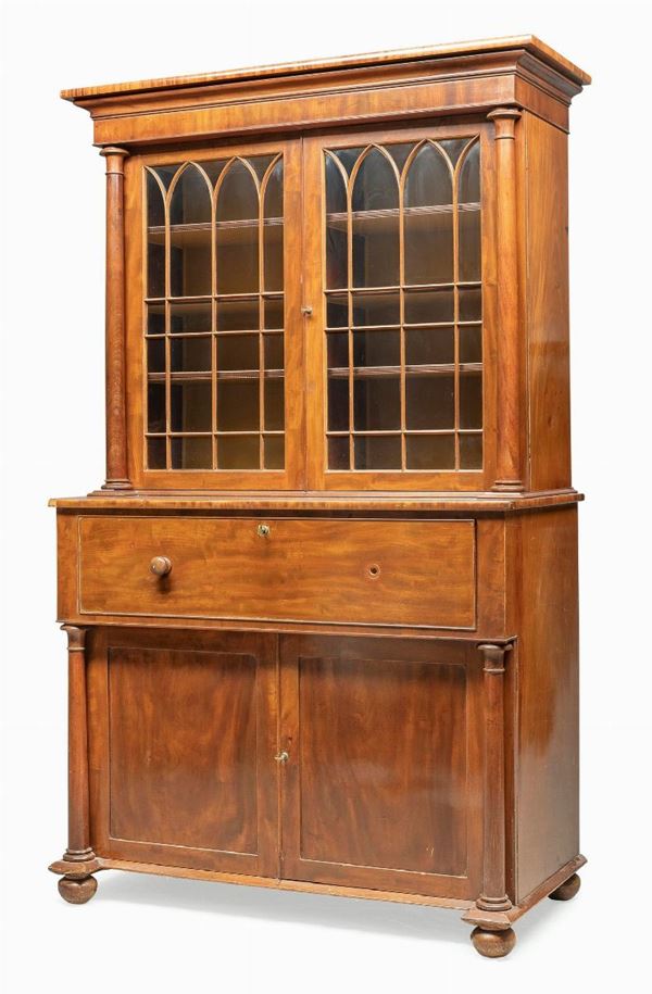 BOOKCASE IN MOGANO, INGHILTERRA