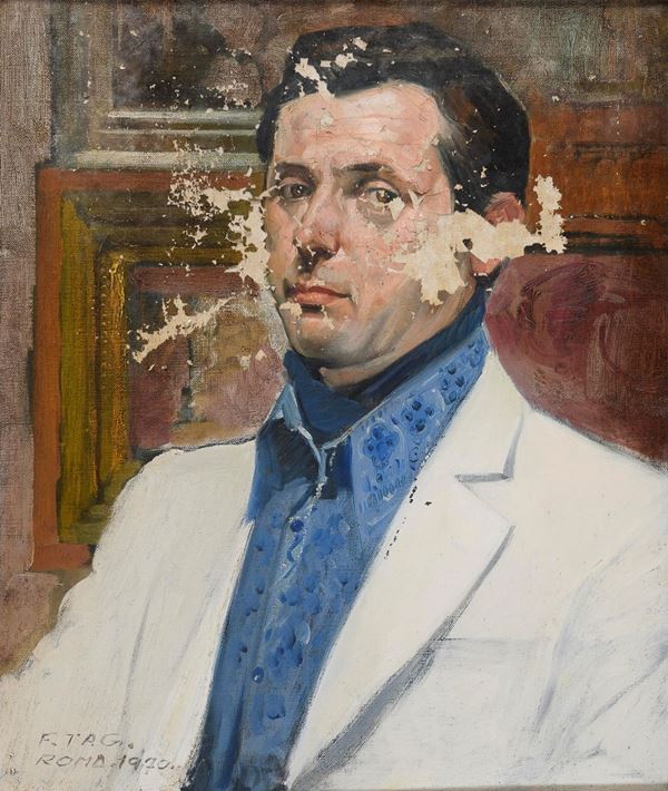 DIPINTO RITRATTO DI UOMO 1970