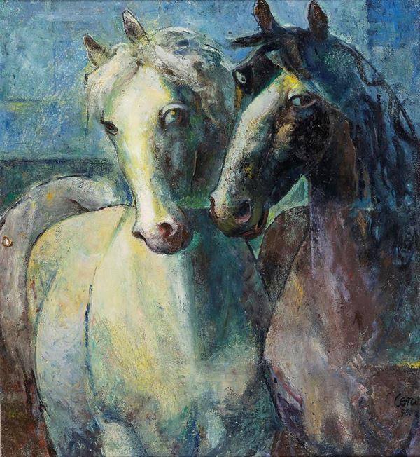 DIPINTO CAVALLI DI GABRIELE CENA