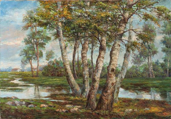 DIPINTO BOSCO DI PITTORE XX SECOLO