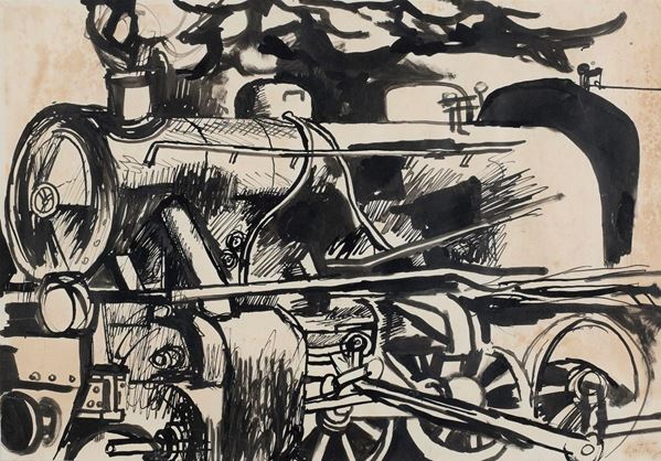DISEGNO LOCOMOTIVA DI RENATO GUTTUSO