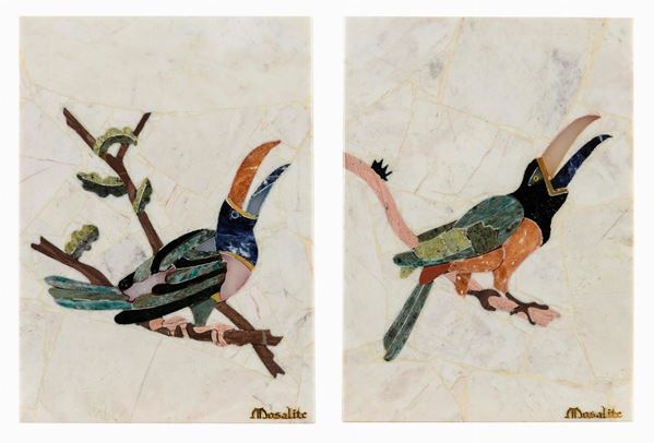 COPPIA DI INTARSI IN PIETRE DURE, BRASILE