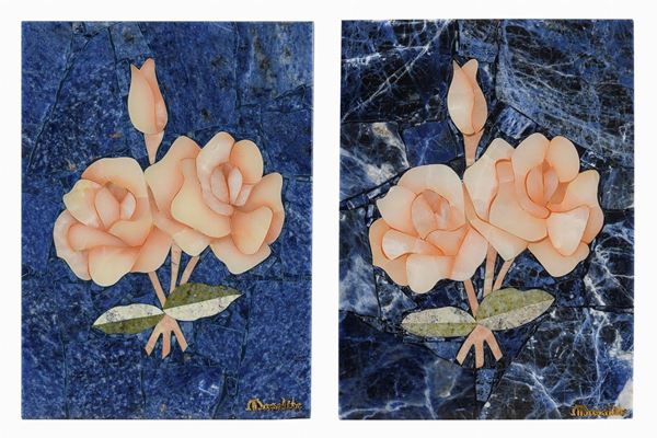 COPPIA DI INTARSI IN PIETRE DURE, BRASILE