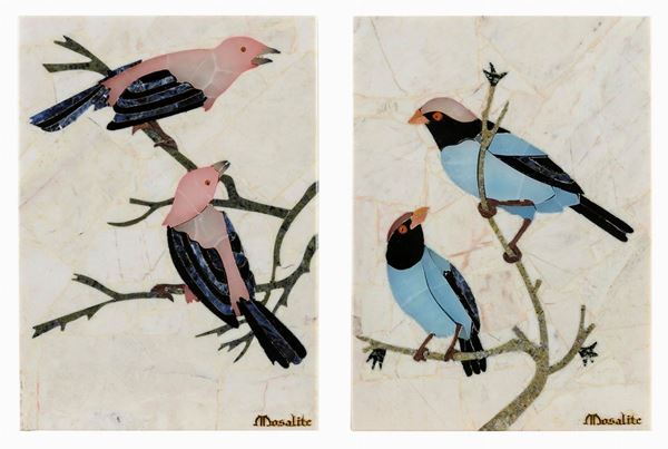 COPPIA DI INTARSI IN PIETRE DURE, BRASILE