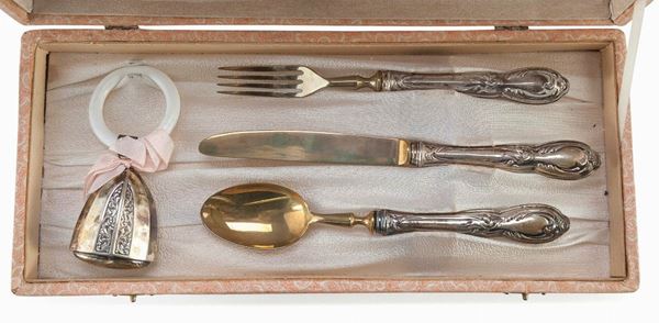 SET DI POSATE DA BAMBINO IN ARGENTO, FIRENZE