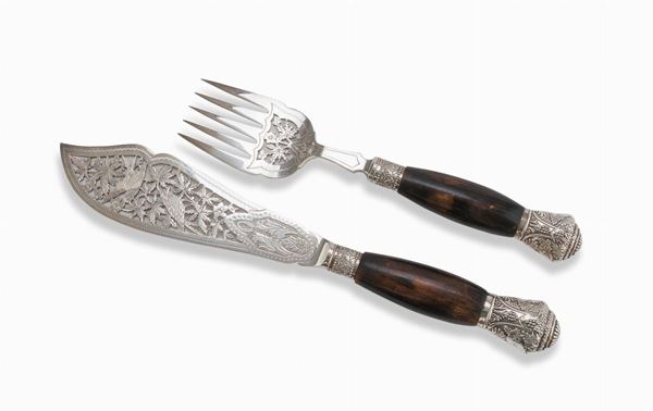 DUE POSATE DA PESCE, SHEFFIELD 1863/1874