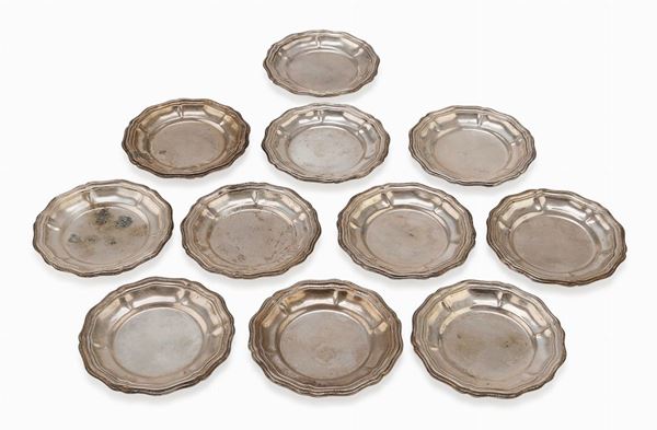 UNDICI PIATTINI IN SILVERPLATED