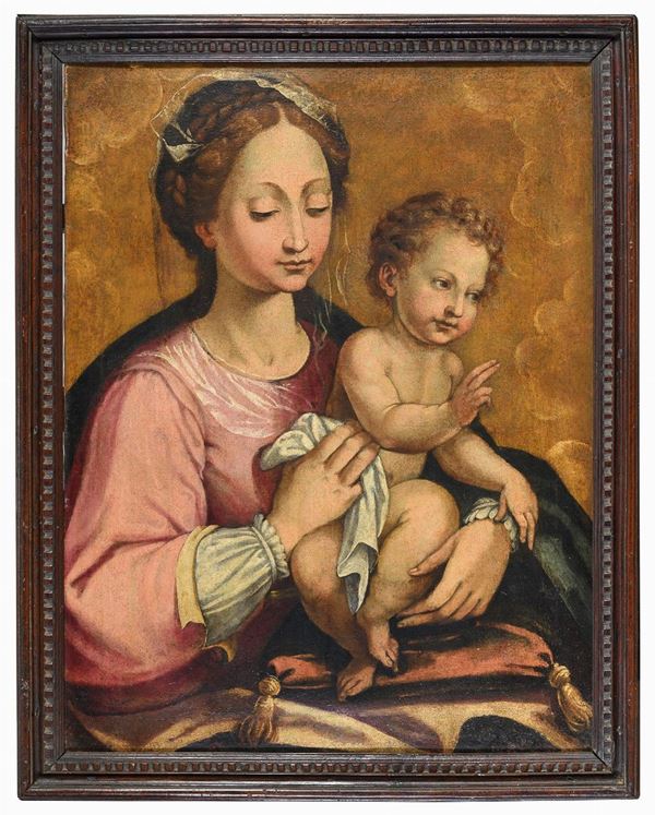 VERGINE COL BAMBINO DI PITTORE INIZIO SEICENTO