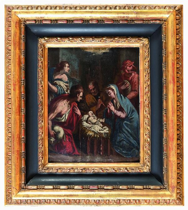 DIPINTO ADORAZIONE DEI PASTORI DEL CINQUECENTO