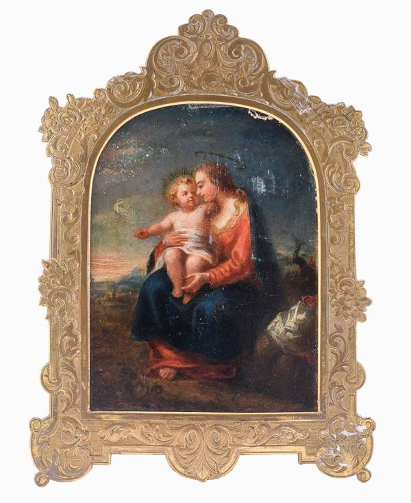 VERGINE COL BAMBINO DI PITTORE ROMANO