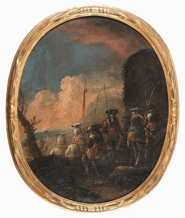 DIPINTO CAVALIERI DELLA BOTTEGA DI ANTONIO MARIA MARINI