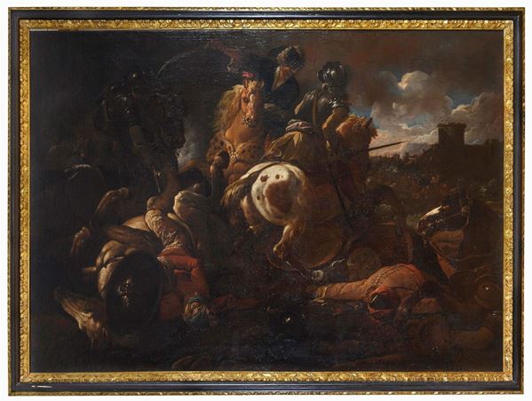 DIPINTO BATTAGLIA ATTRIBUITO AL BORGOGNONE