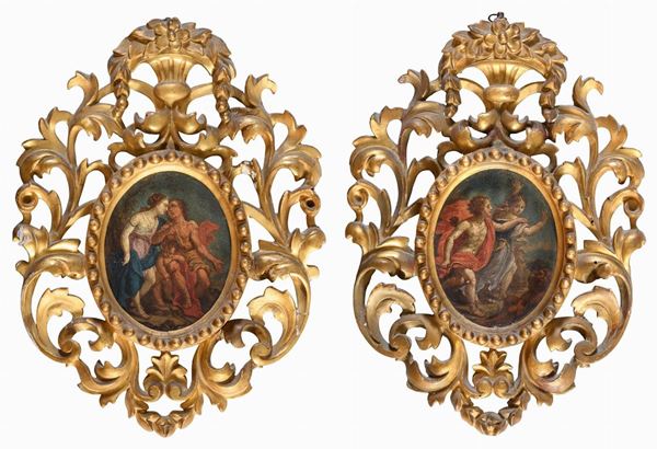 COPPIA DI PICCOLI DIPINTI DELLA BOTTEGA DI PAOLO DE MATTEIS