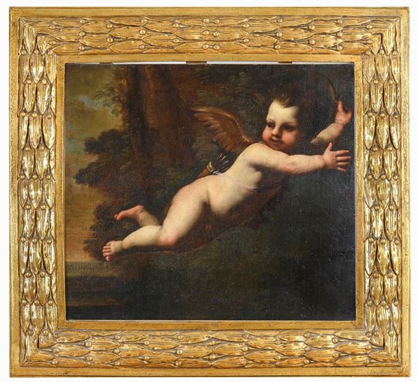 DIPINTO GENIETTO DI PITTORE ROMANO DEL SEICENTO