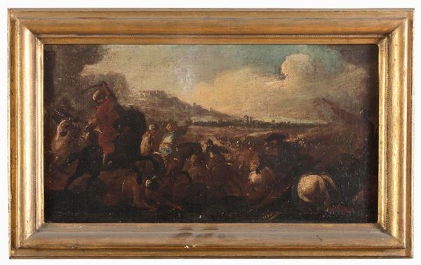 COPPIA DI BATTAGLIE DI PITTORE NAPOLETANO