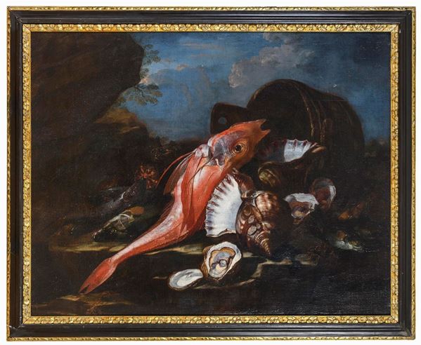 NATURA MORTA DI PESCATO ATTRIBUITO A NICOLA MARIA RECCO