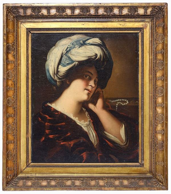 DIPINTO SIBILLA O VANITAS DI PITTORE ROMANO DEL SEICENTO