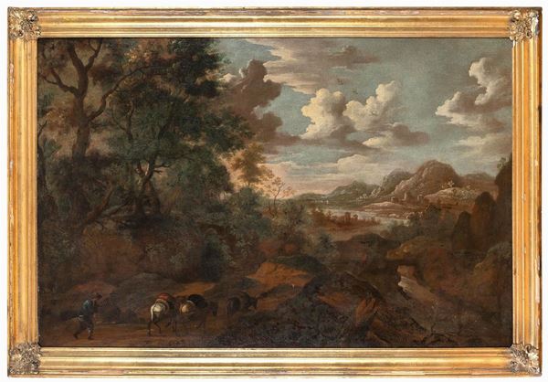 GRANDE PAESAGGIO DI PITTORE OLANDESE DEL SEICENTO
