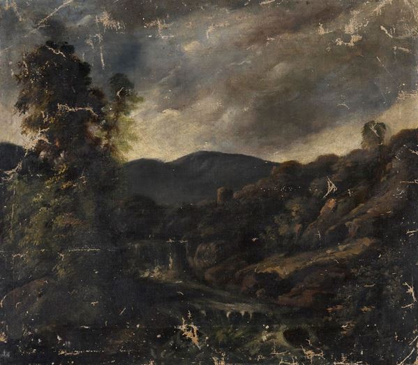DIPINTO PAESAGGIO CON CASCATELLE