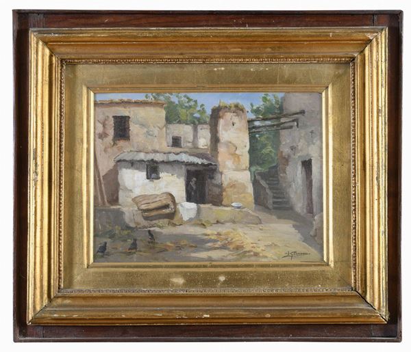 DIPINTO CORTILE DI LEON GIUSEPPE BUONO