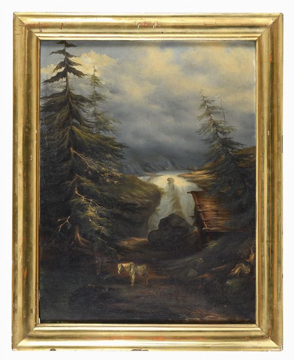 COPPIA DI PAESAGGI MONTANI DI PITTORE AUSTRIACO