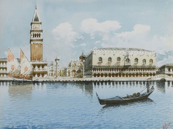 ACQUERELLO GONDOLA A VENEZIA