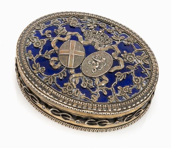 BOMBONIERA IN ARGENTO E VERMEILLES, MUSY TORINO 1930
