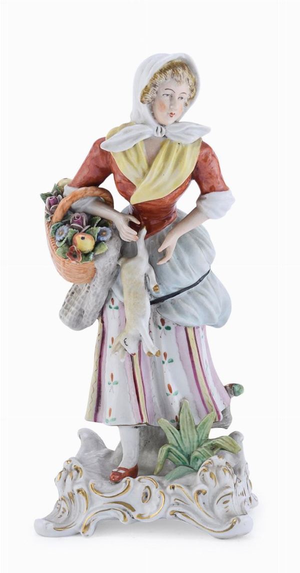 FIGURA DI CONTADINA IN PORCELLANA, GINORI