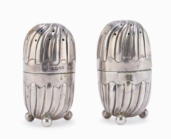COPPIA DI SALIERINE MIGNON IN ARGENTO, LONDRA 1888