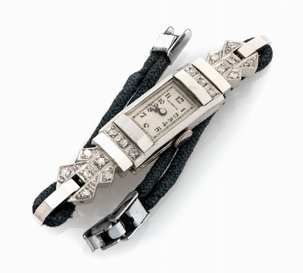OROLOGIO LADY LEVRETTE IN ORO BIANCO E DIAMANTI.