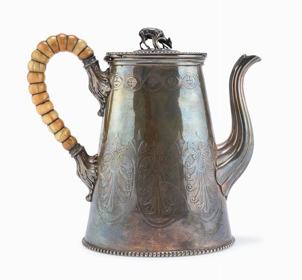 TEIERA IN SILVERPLATED, PUNZONE SHEFFIELD FINE XIX SECOLO